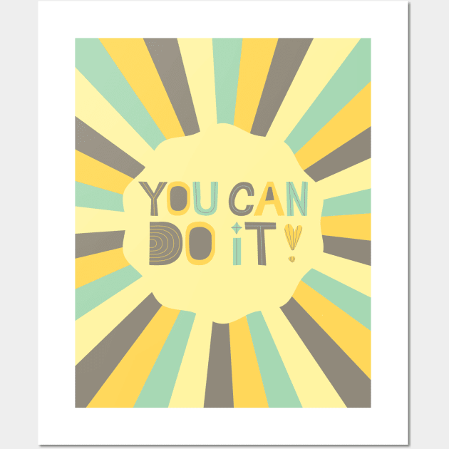 You Can Do It - Yellow Retro Wall Art by SalxSal